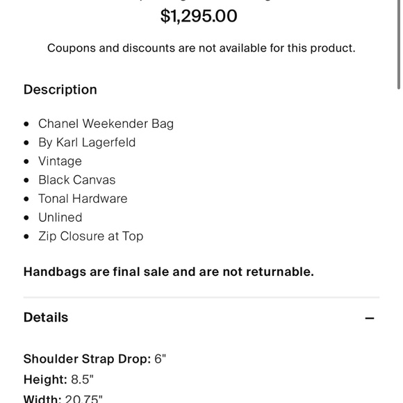 Authentic Vintage Chanel Travel Bag with Authenticity Card - Picture 8 of 8